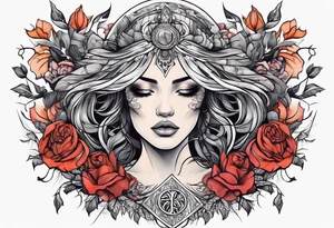 Resurrection Beautiful woman rising from her dead self to inner peace and self-love tattoo idea