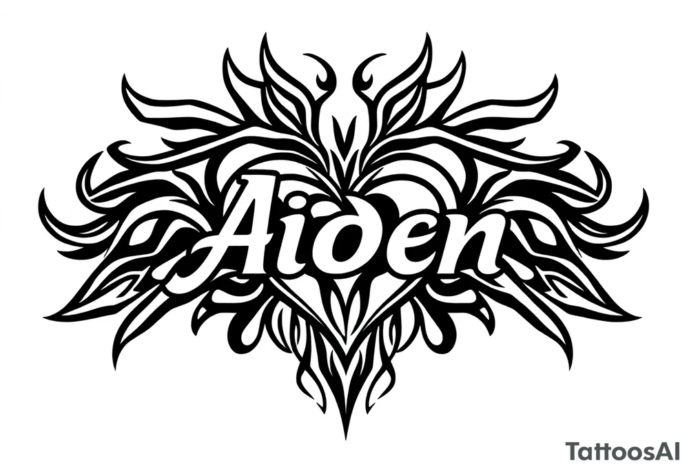 The name Aiden with a love heart tattoo idea