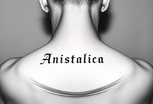 Anastacia in old English on forearm tattoo idea