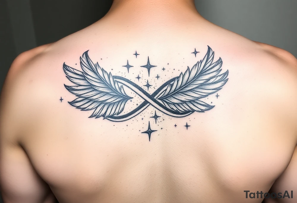 infinity symbol woven with floating feathers and stardust tattoo idea infinity symbol woven with floating feathers and stardust tattoo idea