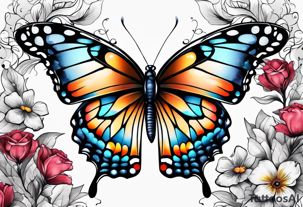 animal butterfly , flower tattoo idea