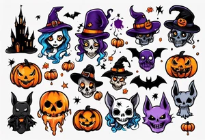 cute and spooky halloween tattoo idea