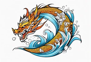 Dragon polynesian, water, koi tattoo idea