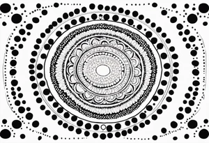 simple sunshine mandala made of black dots with circles tattoo idea
