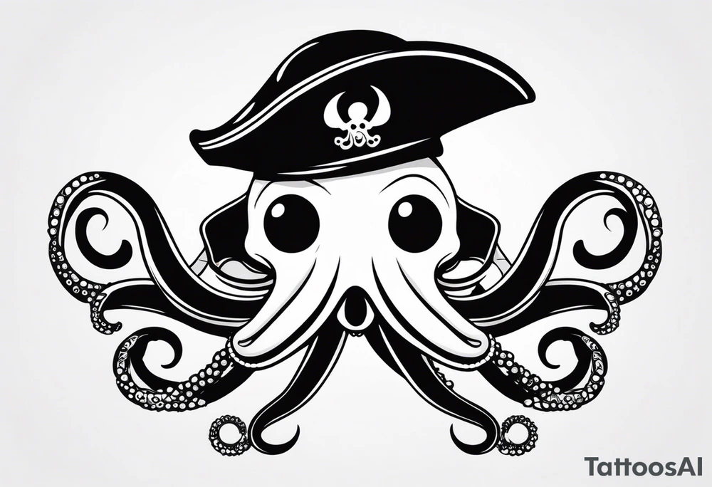 octopus wearing a pirate hat tattoo idea