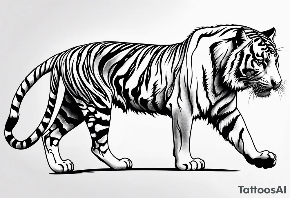 tiger skeleton body hunting tattoo idea