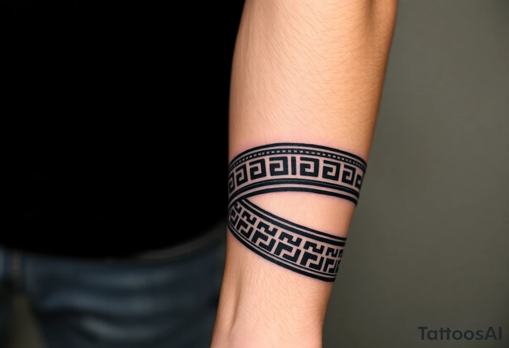 Ancient Greek pattern arm band wrap around tattoo idea