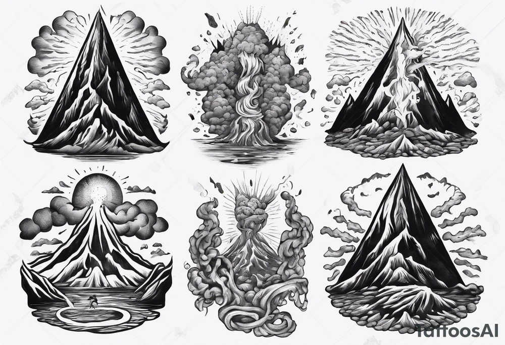 A man battling a volcano tattoo idea