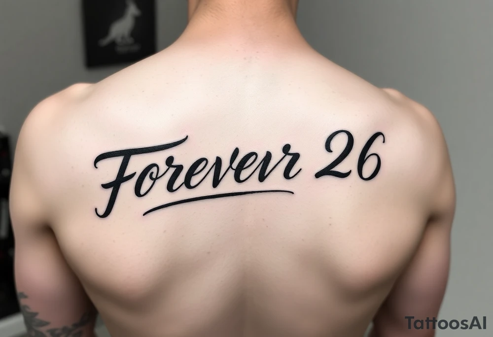 forever 26 in scripted writing tattoo idea