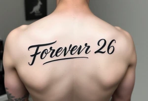 forever 26 in scripted writing tattoo idea