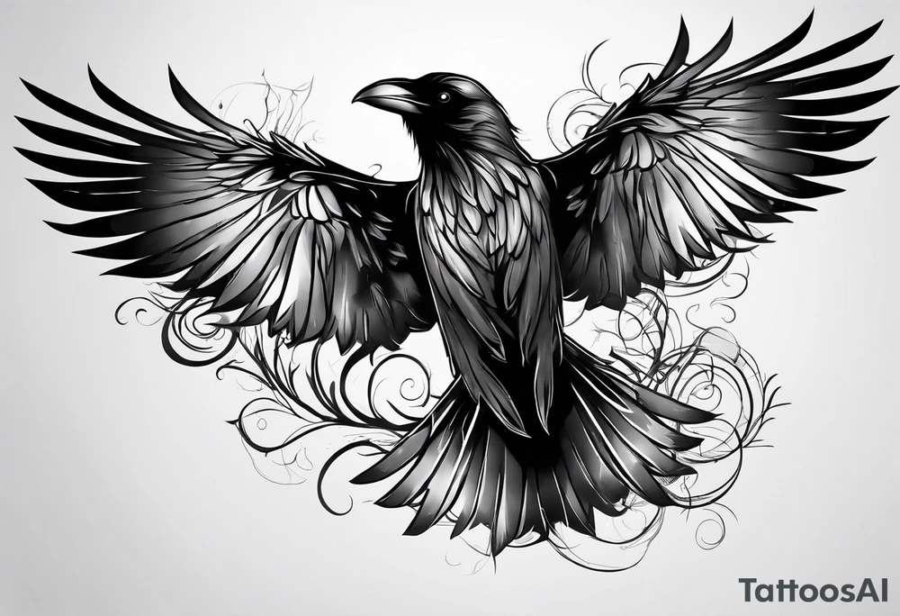 outline of a Raven tattoo idea