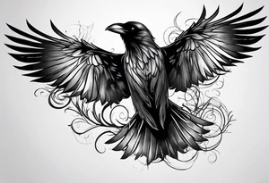outline of a Raven tattoo idea