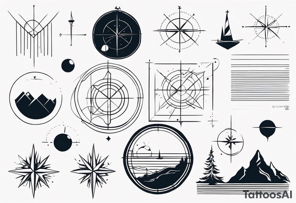 Coordinates and lines tattoo idea