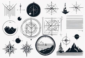 Coordinates and lines tattoo idea