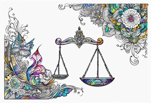 Libra scale with autism awareness pattern tattoo idea