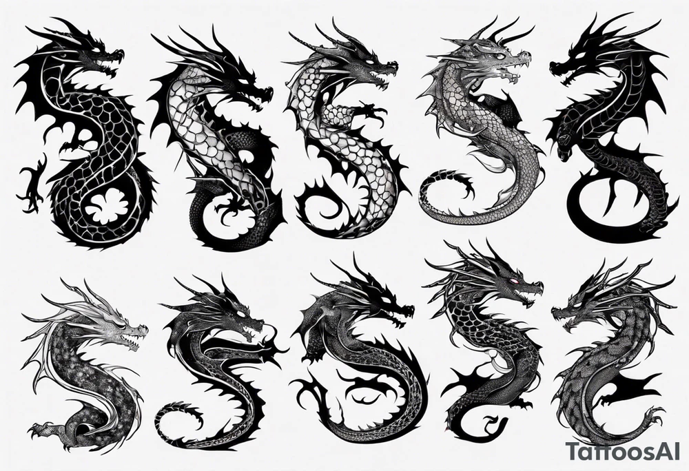 dragon with long body and scales tattoo idea