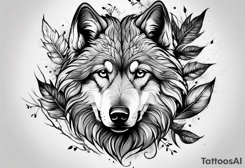 bark with foliage tattoo idea