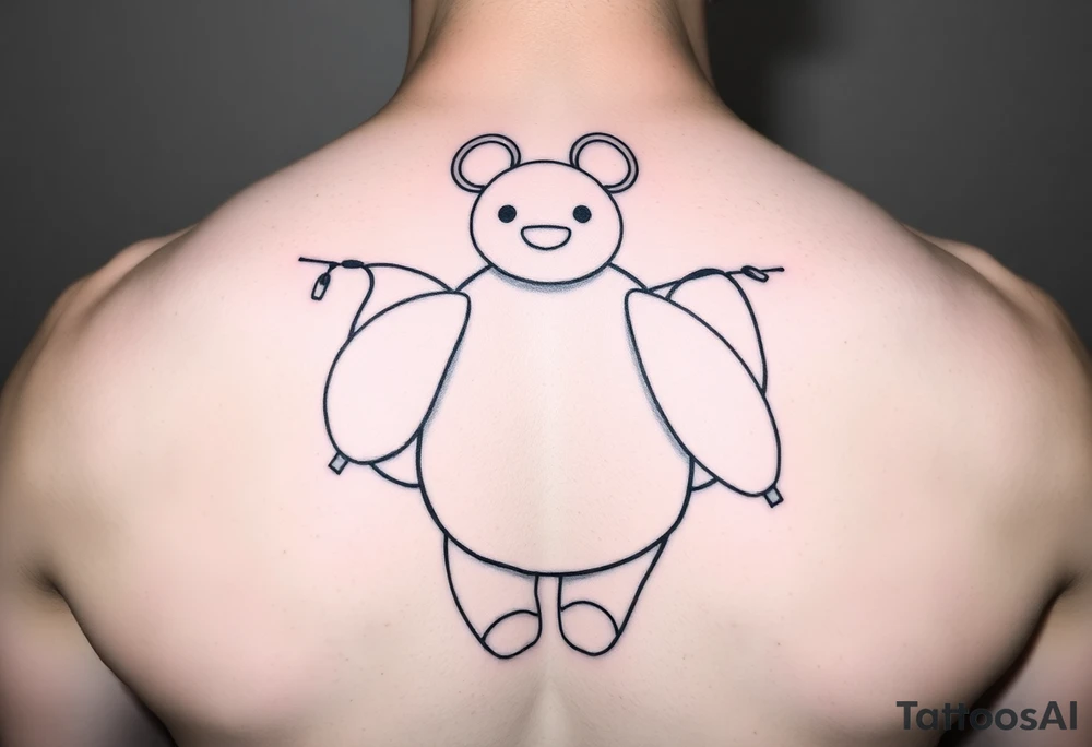 Disney Christmas themed Baymax up in mickey head shaped Christmas lights tattoo idea