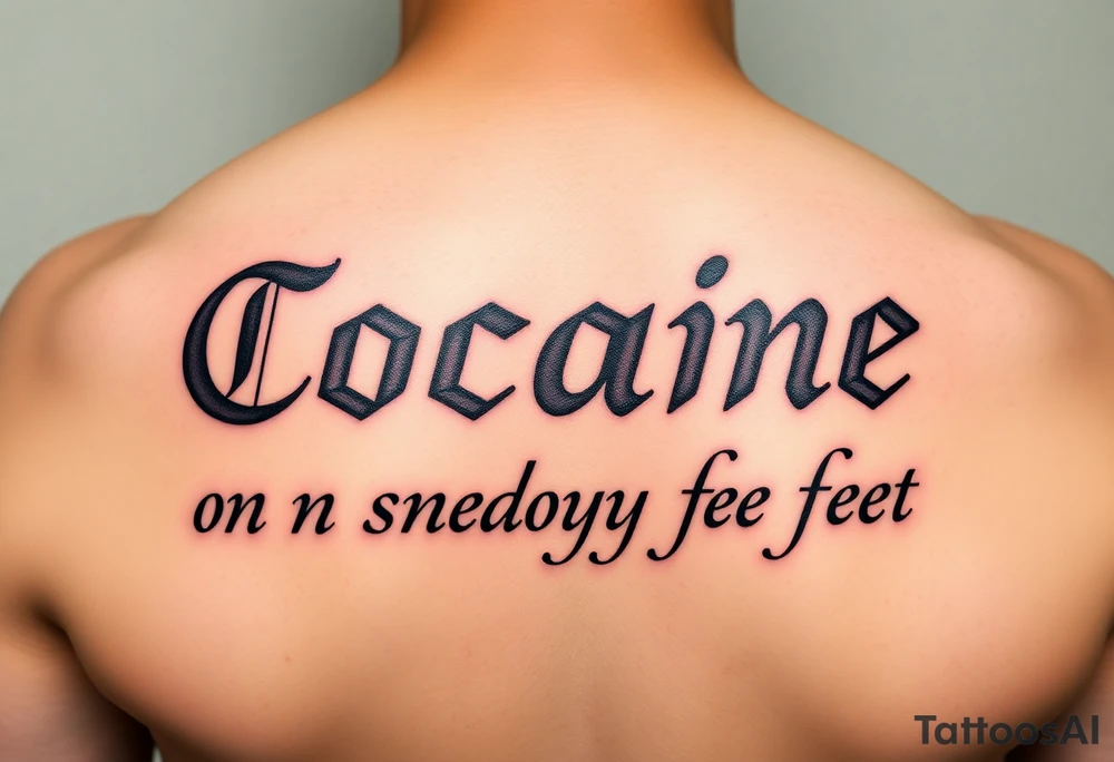 Cocaine written on somebody's foot to be tattooed tattoo idea