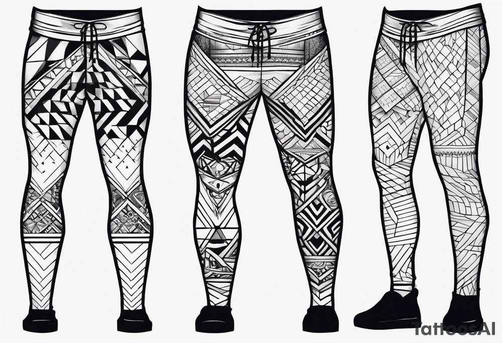 pattern geometric full male leg tattoo idea