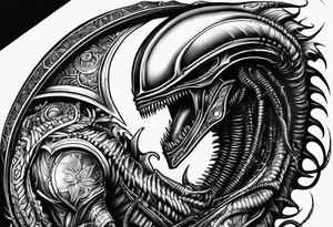 xenomorph, arm sleeve tattoo idea