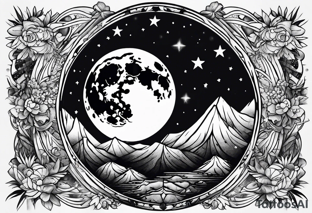 Moon background tattoo idea