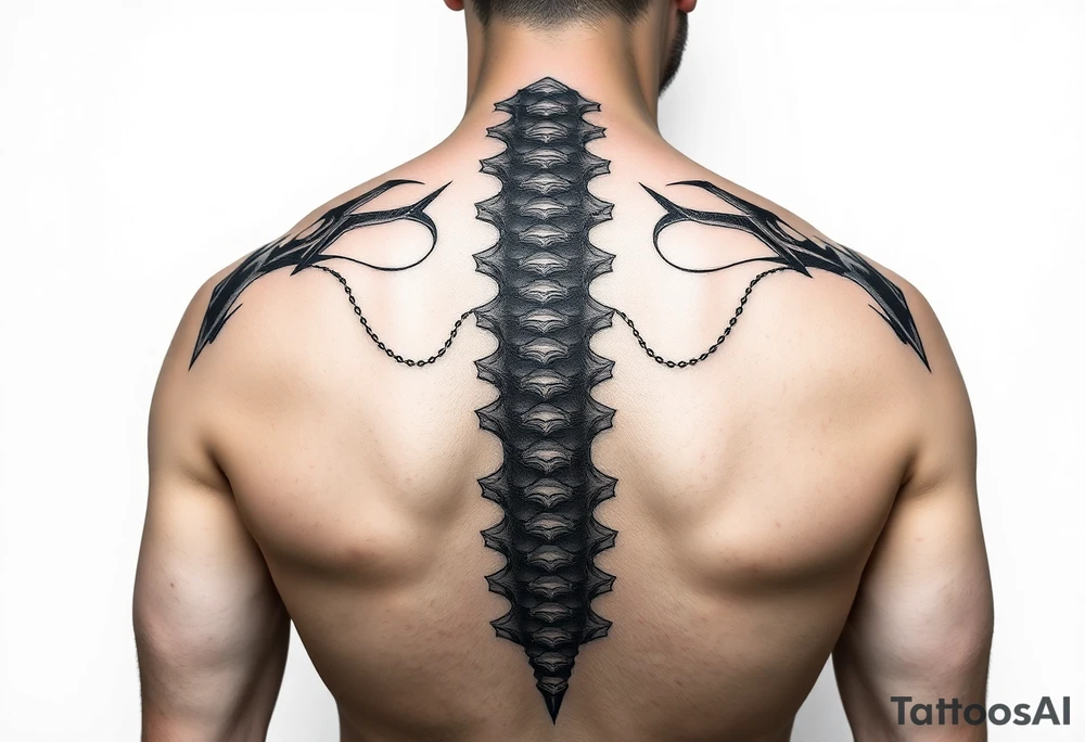 Spinal futuristic, full length, shoulders to lower back tattoo idea