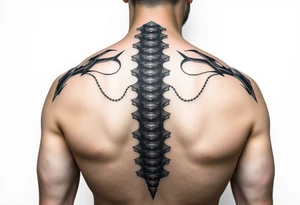 Spinal futuristic, full length, shoulders to lower back tattoo idea