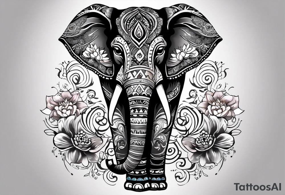 A FULL BACK TATTOO FROM NECK TO BUTT THAT HAS AN ASSORTMENT OF IMAGES THAT INCLUDE AN ELEPHANT, LOTUS FLOWER, HAMSA, WATER, OWL.  THE MESSAGE I WANT TO CONVEY IS STRENGTH, HEALING, POWER AND PROTECTION.  MY ETHNICITY IS NATIVE AMERICAN AND AFRICAN AMERICAN. tattoo idea