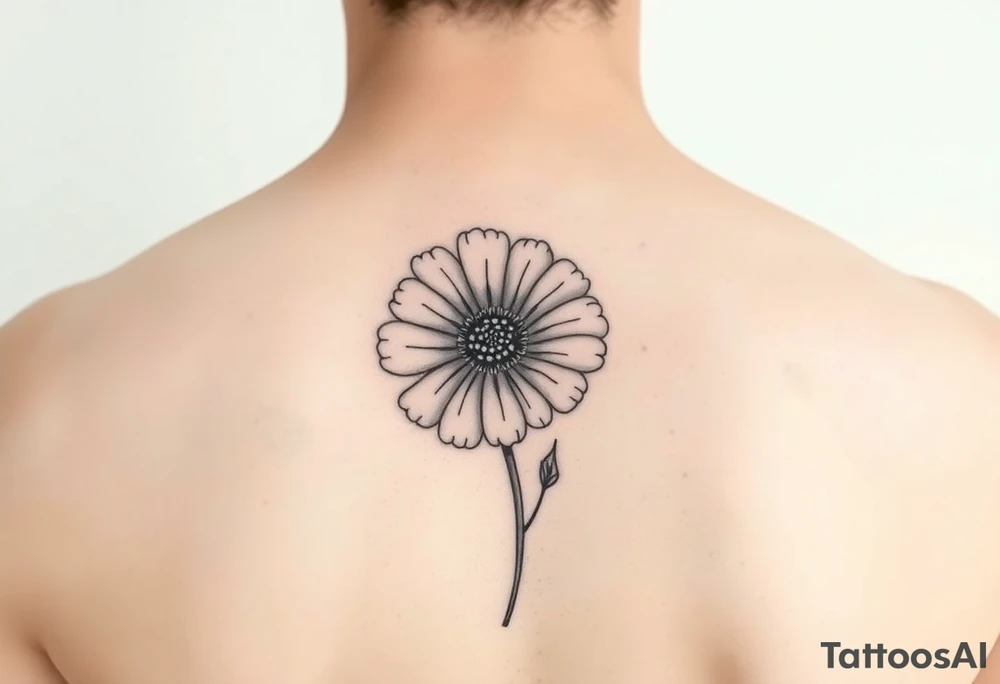 Minimalists marigold flower with g tattoo idea