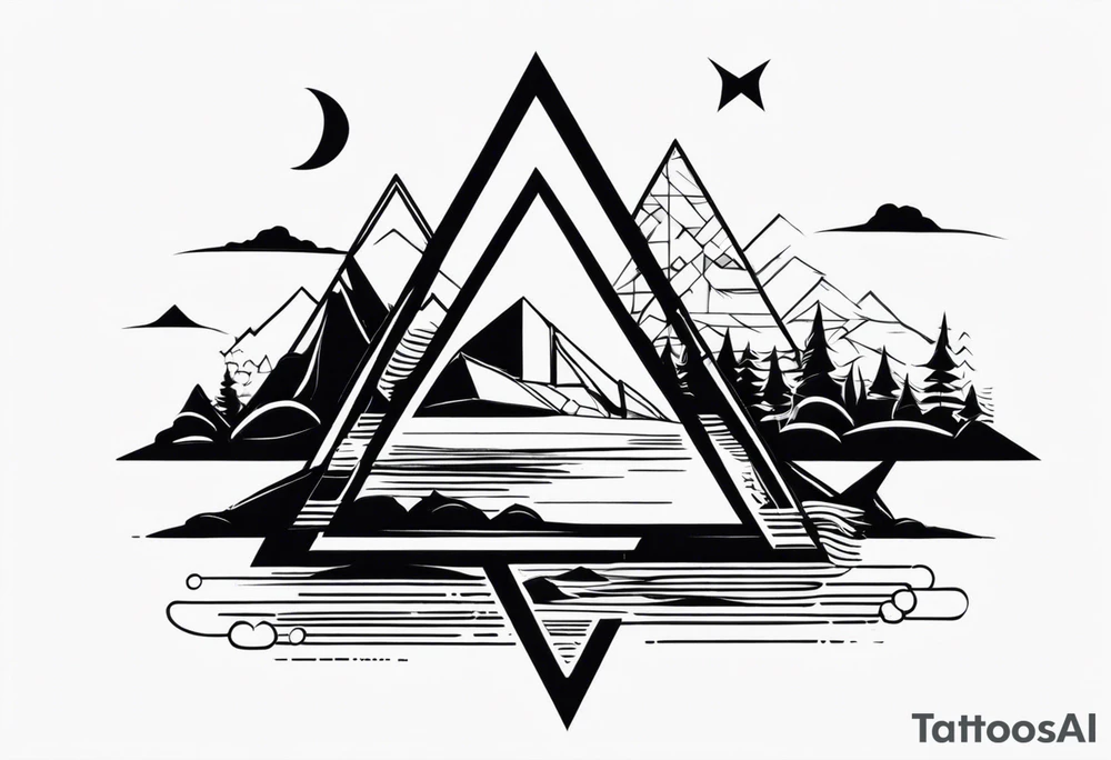 guam theme, modern, minimalist, triangle background tattoo idea