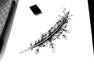 Feather with vine tattoo idea