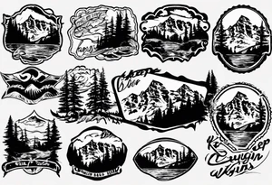 On the top will be the maroon bells mountains. In the middle will be "Keep Chuggin" in cursive writing. On the bottom will be a rough ocean with waves and whitecaps tattoo idea