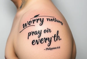 philippians 4:6 “worry about nothing, pray about everything” make this into a graphic type of tattoo with no words just meaning. tattoo idea