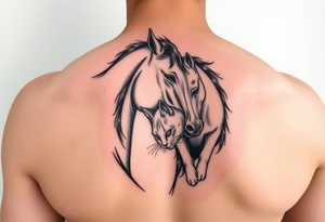 Horse and cat bond tattoo idea