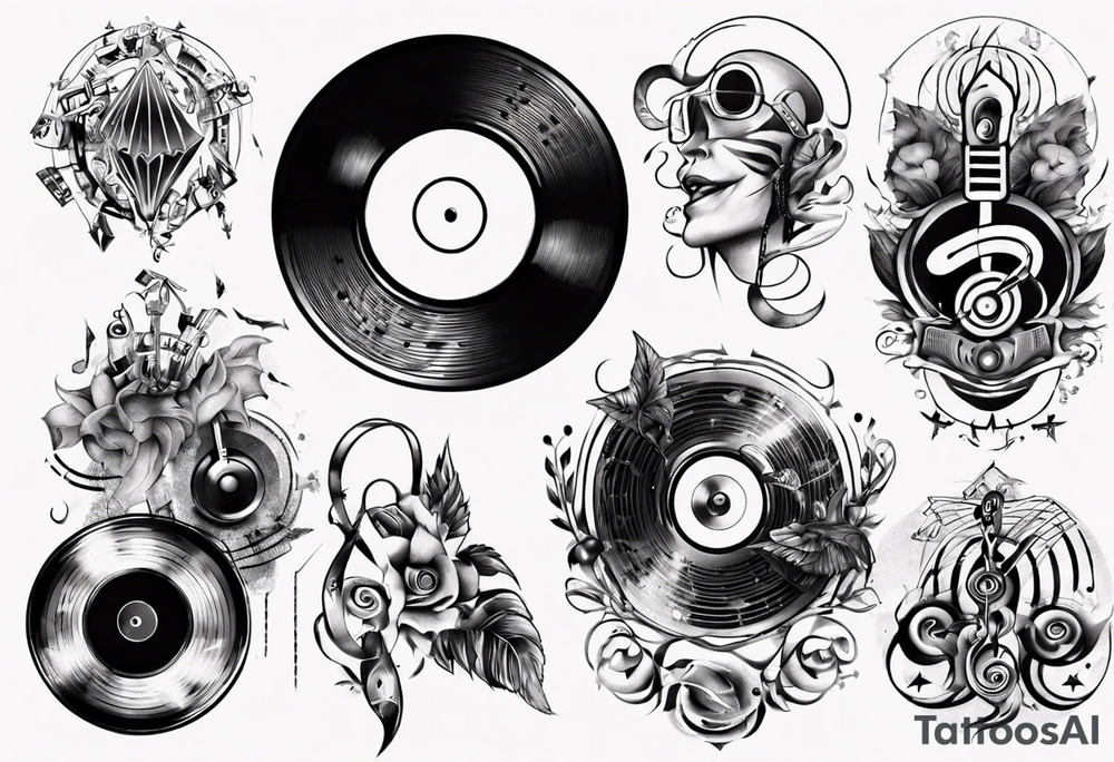 sound music disc jokey tattoo idea