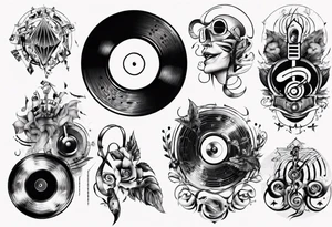 sound music disc jokey tattoo idea