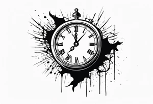 vintage cracked clock bleeding tattoo idea