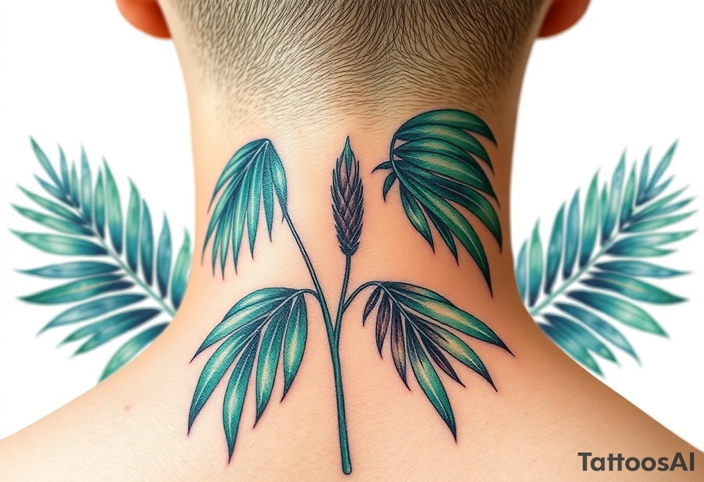 large woven palm leaves tattoo idea