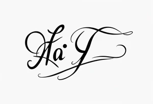 make a tattoo with the initials HJ in cursive fineline with a heart tattoo idea