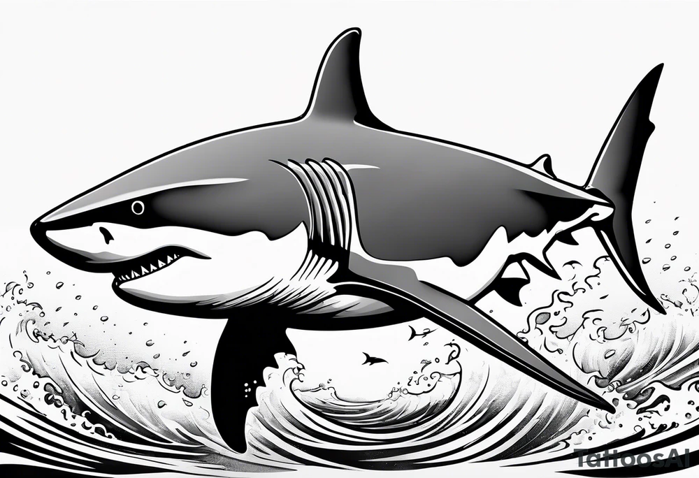 Great white shark outline with no shading but grunge tattoo idea