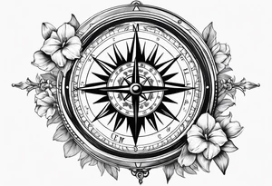 A Vintage compass with gladiolus. tattoo idea