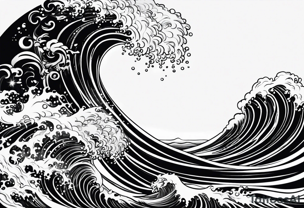 Poseidon steht in einer Welle im Meer tattoo idea