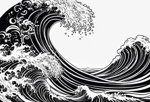Poseidon steht in einer Welle im Meer tattoo idea