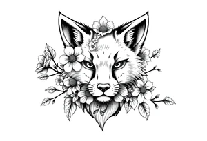 pCREATE A FURRY TATTOO DESIGN FURSONA ANTROPOMORPHIC IMAGE FOR ANTIFACIST LIBERAL WITH FLOWERS AND PLANTS GROWING FROM THE FURSONA tattoo idea