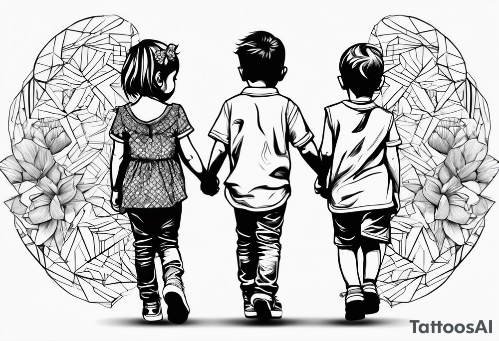 little 
1 boy 1 girl 1 toddler girl walking tattoo idea