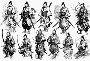handsome samurai with a shadow of death tattoo idea
