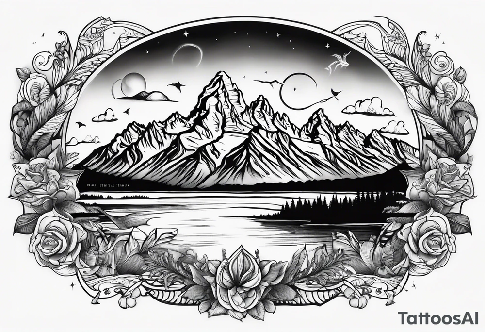 grand Tetons forearm band tattoo idea