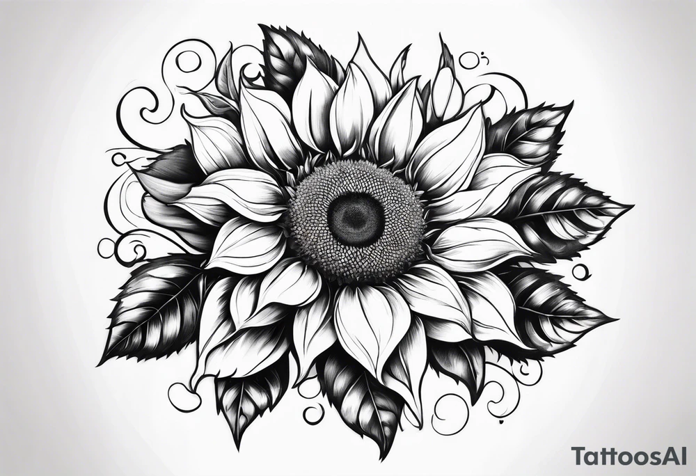 Sunflower, rose flower tattoo idea