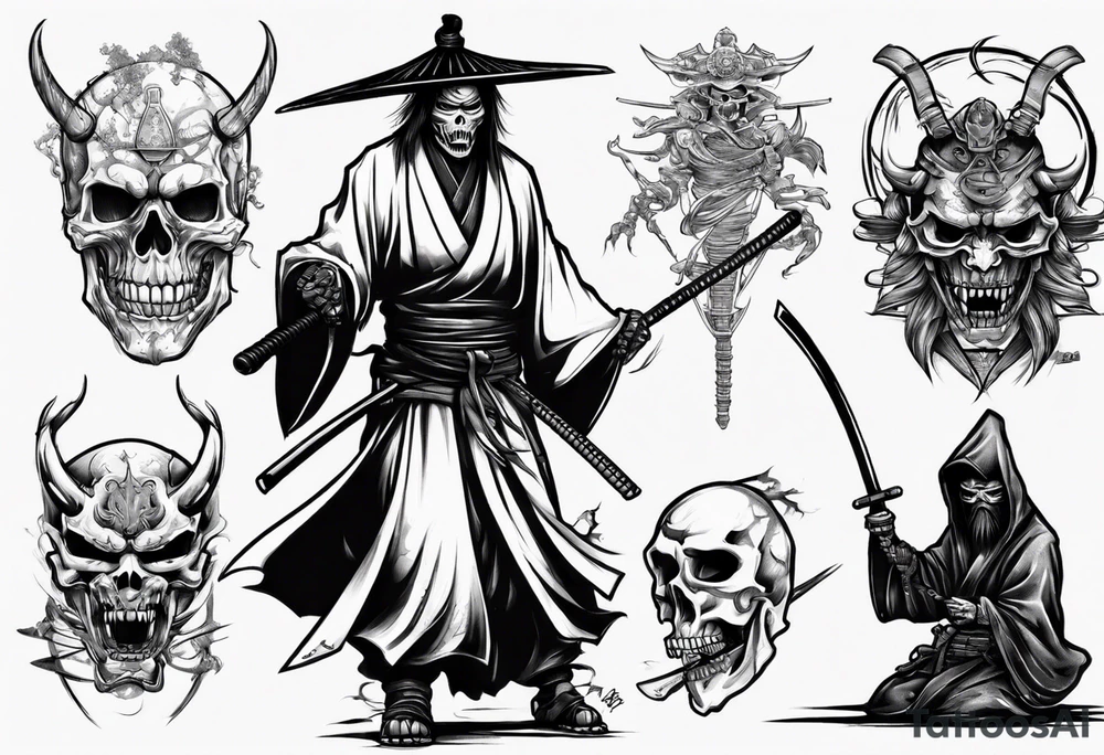 samurai who is also a grim reaper tattoo idea